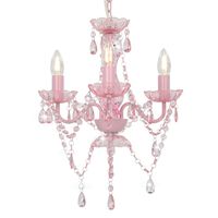 vidaXL Lustre avec perles Rose Rond 3 x E14