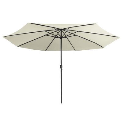 vidaXL Parasol de jardin avec mât en métal 390 cm blanc sable