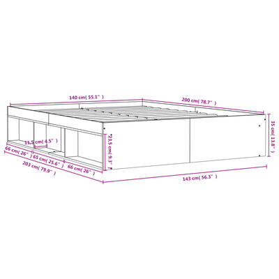 vidaXL Cadre de lit sans matelas chêne sonoma 140x200 cm