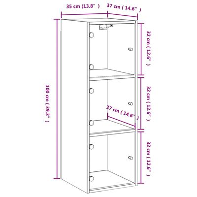 vidaXL Armoire murale avec portes en verre chêne sonoma 35x37x100 cm