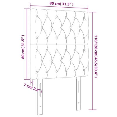 vidaXL Têtes de lit 2 pcs Noir 80x7x78/88 cm Velours