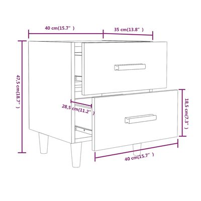 vidaXL Table de chevet Chêne fumé 40x35x47,5 cm