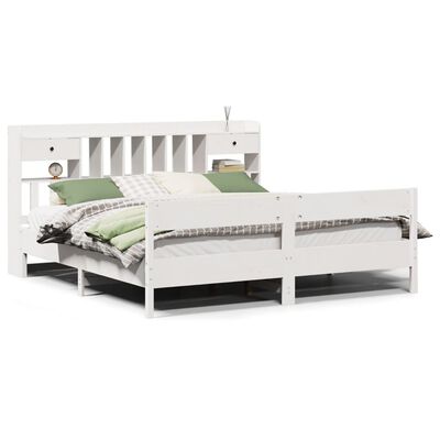 vidaXL Lit bibliothèque sans matelas blanc 180x200 cm bois pin massif