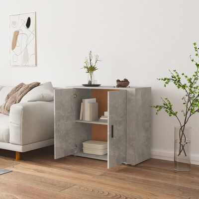 vidaXL Buffet Gris béton 80x33x70 cm Bois d'ingénierie