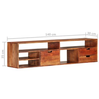 vidaXL Meuble TV 140x30x35 cm Bois d'acacia massif