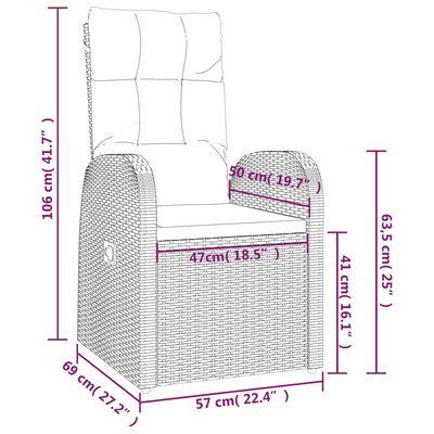 vidaXL Chaises de jardin inclinables coussins lot de 2 Résine tressée