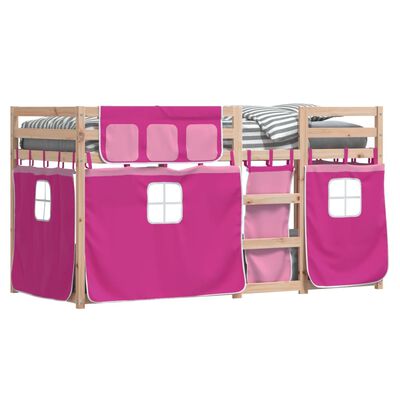 vidaXL Lit superposé avec rideaux rose 90x200 cm bois pin massif