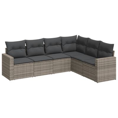 vidaXL Salon de jardin 6 pcs avec coussins gris résine tressée