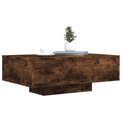 vidaXL Table basse avec lumières LED chêne fumé 85x55x31 cm