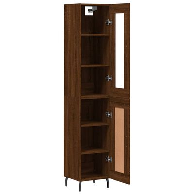 vidaXL Buffet haut Chêne marron 34,5x34x180 cm Bois d'ingénierie