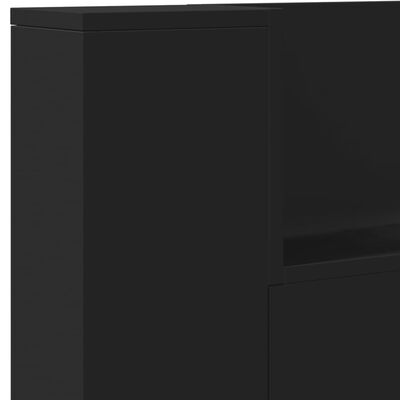 vidaXL Armoire tête de lit avec LED noir 200x16,5x103,5 cm