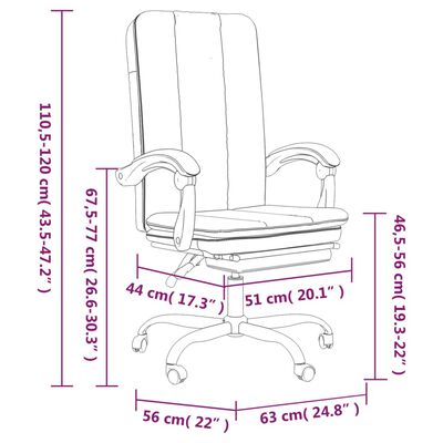 vidaXL Fauteuil inclinable de bureau Gris clair Tissu