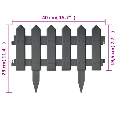 vidaXL Bordures de pelouse 25 pcs Anthracite 10 m PP