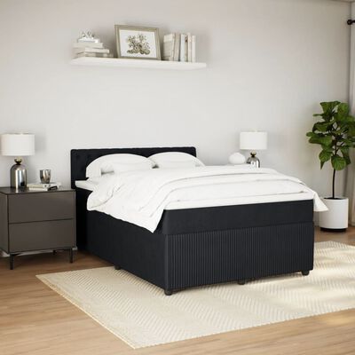 vidaXL Sommier à lattes de lit avec matelas Noir 140x190 cm Velours