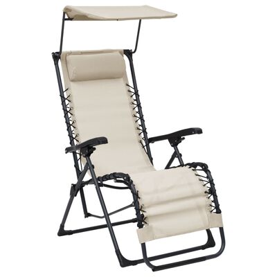 vidaXL Chaises pliables de terrasse lot de 2 Textilène Crème