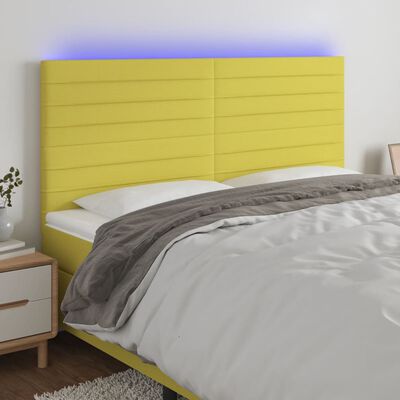 vidaXL Tête de lit à LED Vert 160x5x118/128 cm Tissu