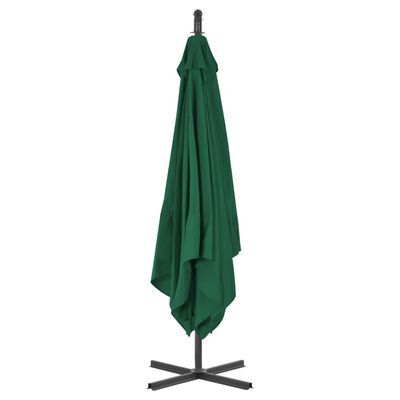 vidaXL Parasol de jardin en porte-à-faux avec mât en acier vert