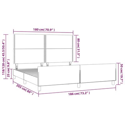 vidaXL Cadre de lit avec tête de lit Cappuccino 180x200 cm Similicuir