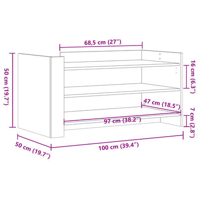 vidaXL Table basse gris béton 100x50x50 cm bois d'ingénierie