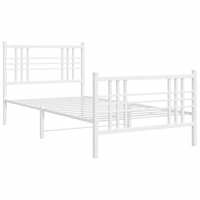 vidaXL Cadre de lit métal sans matelas et pied de lit blanc 100x190 cm