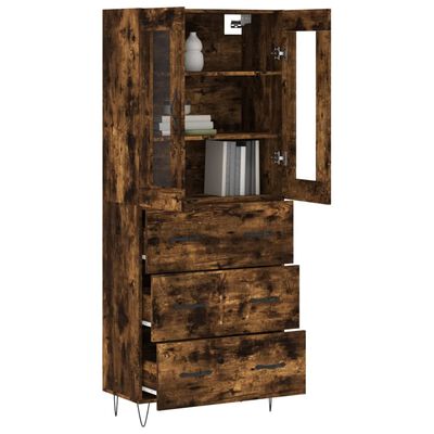 vidaXL Buffet haut Chêne fumé 69,5x34x180 cm Bois d'ingénierie