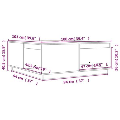 vidaXL Table basse Marron miel 100x101x40,5 cm Bois massif de pin