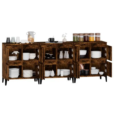 vidaXL Buffets 3 pcs chêne fumé 60x35x70 cm bois d'ingénierie