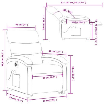 vidaXL Fauteuil inclinable de massage électrique marron similicuir