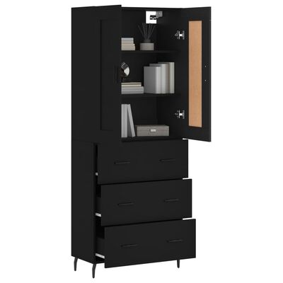 vidaXL Buffet haut Noir 69,5x34x180 cm Bois d'ingénierie