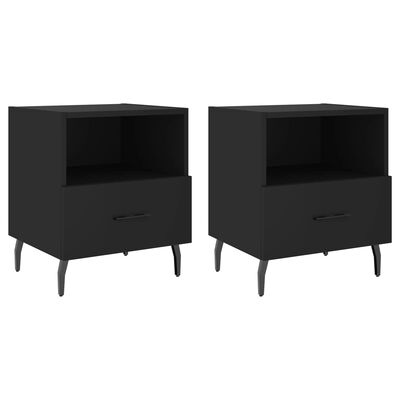 vidaXL Tables de chevet 2 pcs noir 40x35x47,5 cm bois d’ingénierie