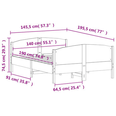 vidaXL Cadre de lit sans matelas 140x190 cm bois de pin massif