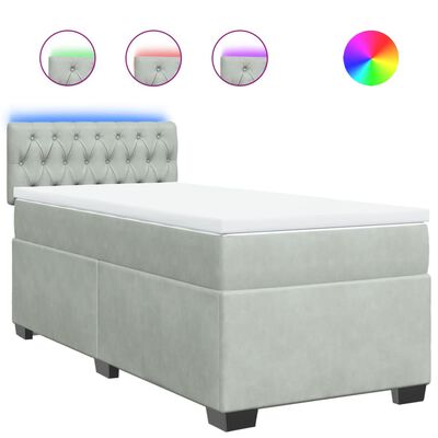 vidaXL Sommier à lattes de lit et matelas Gris clair 90x200 cm Velours