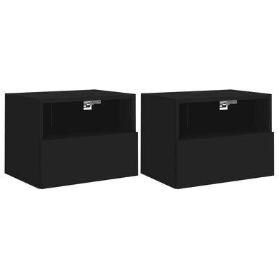 vidaXL Meubles TV muraux 2 pcs noir 40x30x30 cm bois d'ingénierie