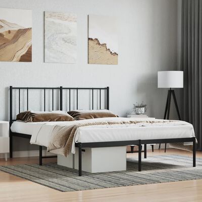 vidaXL Cadre de lit métal sans matelas avec tête de lit noir 120x190cm