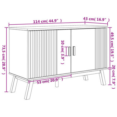 vidaXL Buffet OLDEN gris et marron 114x43x73,5 cm bois massif de pin