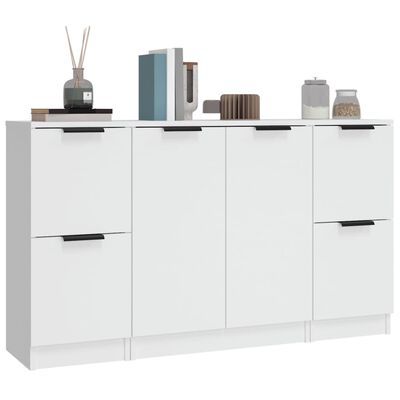 vidaXL Buffets 3 pcs Blanc Bois d'ingénierie