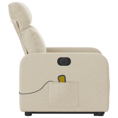 vidaXL Fauteuil inclinable de massage électrique Crème Tissu