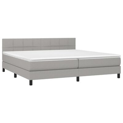 vidaXL Sommier à lattes de lit avec matelas Gris clair 200x200cm Tissu