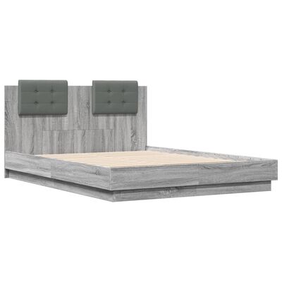 vidaXL Cadre de lit sans matelas sonoma gris 135x190 cm