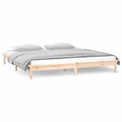 vidaXL Cadre de lit à LED sans matelas 120x200 cm bois massif