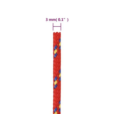 vidaXL Corde de bateau Rouge 3 mm 100 m Polypropylène