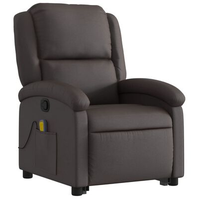 vidaXL Fauteuil inclinable de massage marron foncé cuir véritable