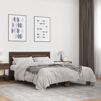 vidaXL Cadre de lit sans matelas chêne marron 135x190 cm