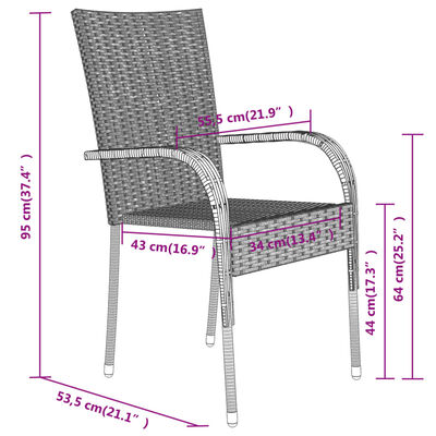 vidaXL Ensemble à manger de jardin 9 pcs Noir