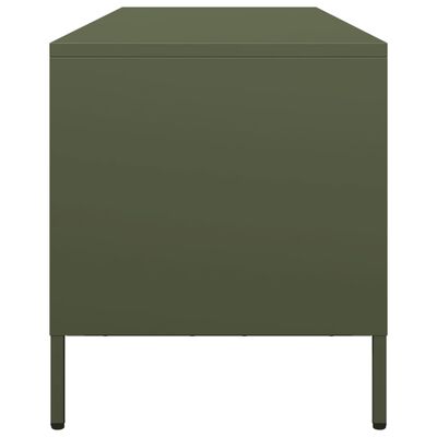 vidaXL Meuble TV vert olive 135x39x43,5 cm acier laminé à froid