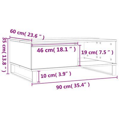 vidaXL Table basse blanc 90x60x35 cm bois d'ingénierie