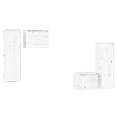 vidaXL Meubles TV 4 pcs Blanc Bois massif de pin