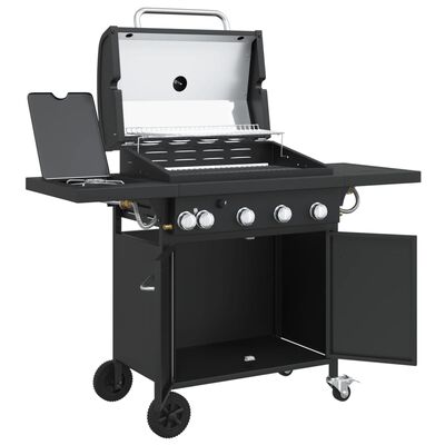 vidaXL Barbecue gril à gaz avec 5 brûleurs noir acier enduit de poudre