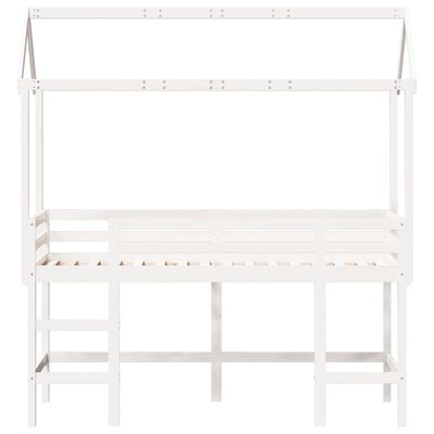 vidaXL Lit superposé et échelle et toit blanc 80x200cm bois pin massif