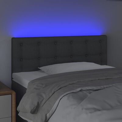 vidaXL Tête de lit à LED Gris foncé 90x5x78/88 cm Tissu